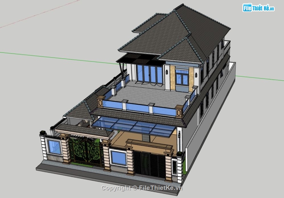 biệt thự 2 tầng,model su biệt thự 2 tầng,file su biệt thự 2 tầng,biệt thự 2 tầng mái nhật,biệt thự 2 tầng file su