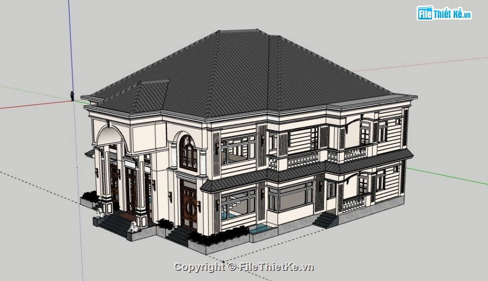 Biệt thự 2 tầng,model su biệt thự 2 tầng,biệt thự 2 tầng file sketchup,biệt thự 2 tầng file su,biệt thự 2 tầng sketchup