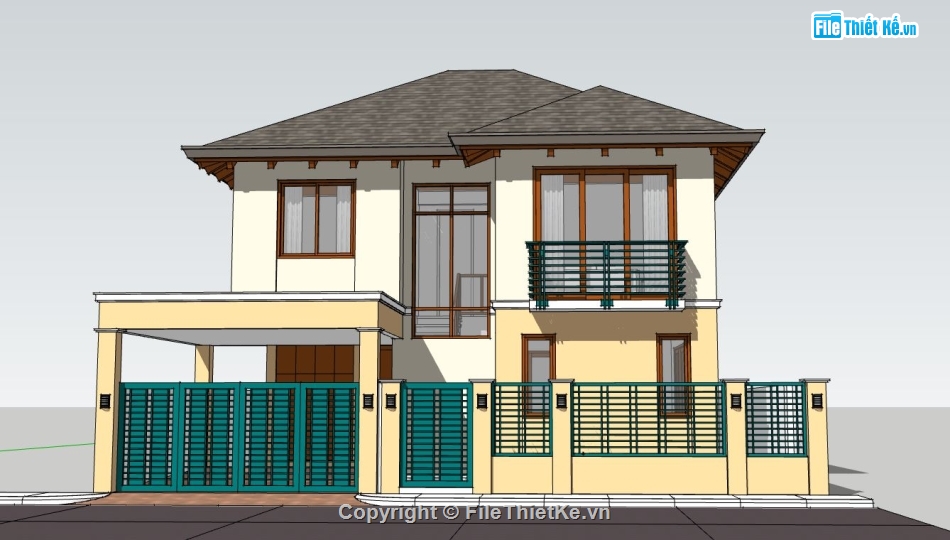 biệt thự 2 tầng file su,file sketchup biệt thự 2 tầng,sketchup biệt thự 2 tầng,model su biệt thự 2 tầng