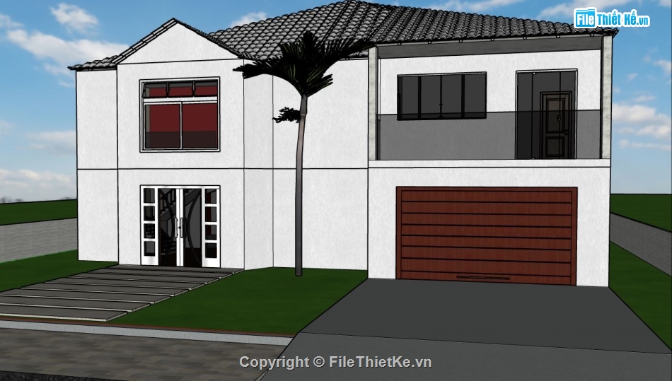 model su biệt thự,file su biệt thự,sketchup biệt thự