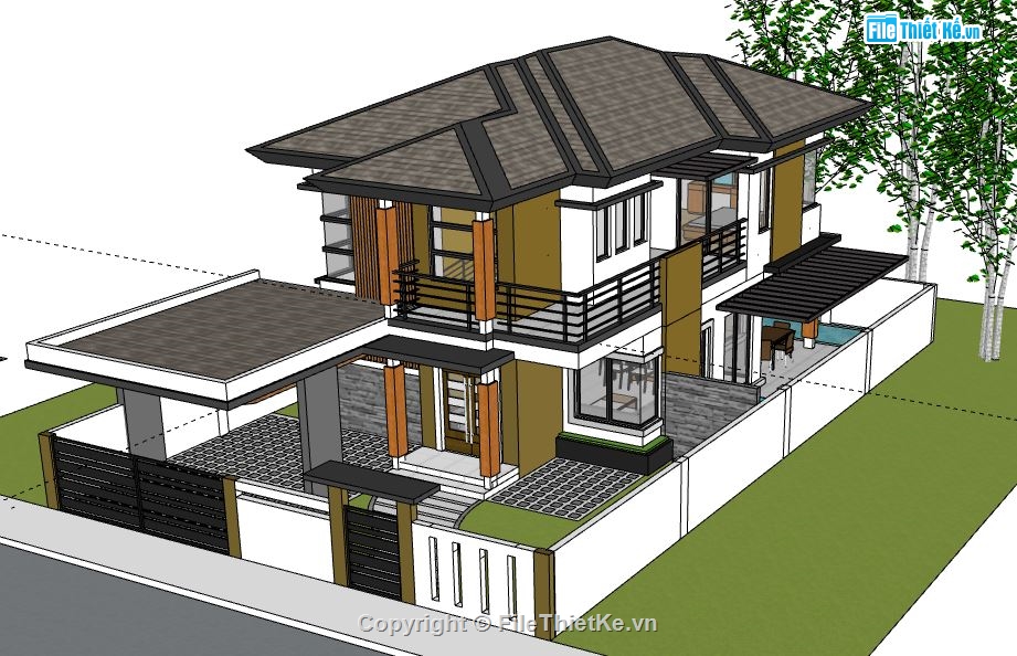 biệt thự 2 tầng,file su biệt thự 2 tầng,model su biệt thự 2 tầng,biệt thự 2 tầng file sketchup,biệt thự 2 tầng file su