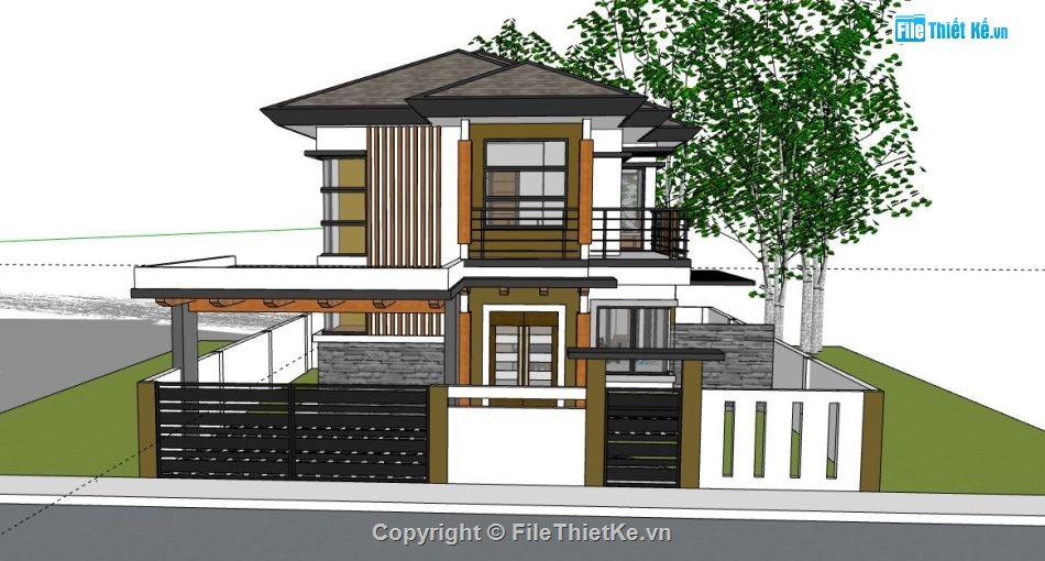 biệt thự 2 tầng,file su biệt thự 2 tầng,model su biệt thự 2 tầng,biệt thự 2 tầng file sketchup,biệt thự 2 tầng file su