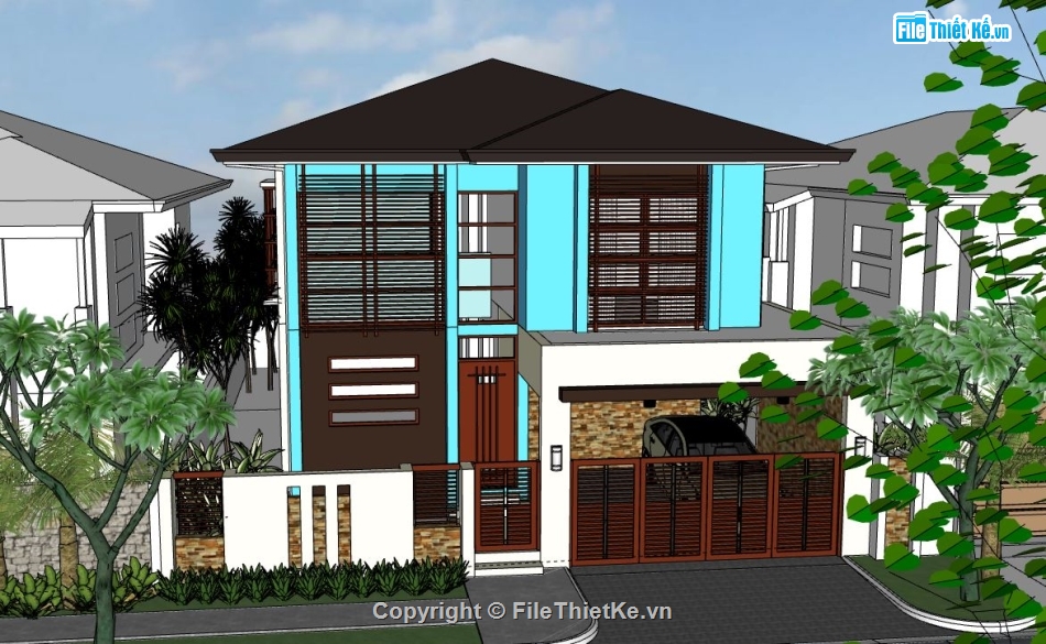 biệt thự 2 tầng,file su biệt thự 2 tầng,model su biệt thự 2 tầng,file sketchup biệt thự 2 tầng,biệt thự 2 tầng file su