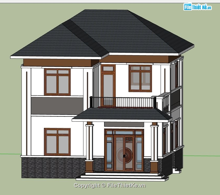 biệt thự 2 tầng mái nhật,biệt thự 2 tầng mái nhật sketchup,sketchup biệt thự 2 tầng,biệt thự 2 tầng sketchup