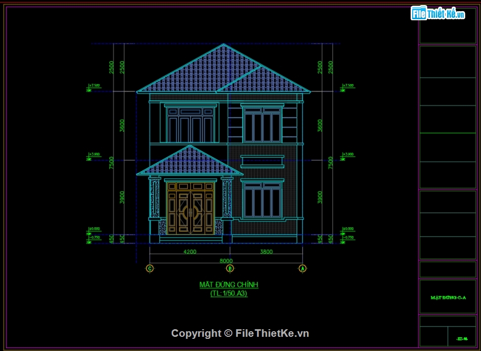 biệt thự 2 tầng 8x12.67m,file cad nhà mái nhật 2 tầng,thiết kế nhà 2 tầng mái nhật,biệt thự 2 tầng mái nhật