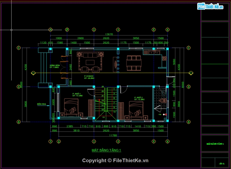 biệt thự 2 tầng 8x12.67m,file cad nhà mái nhật 2 tầng,thiết kế nhà 2 tầng mái nhật,biệt thự 2 tầng mái nhật