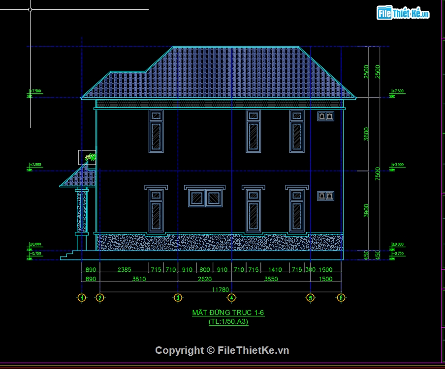 biệt thự 2 tầng 8x12.67m,file cad nhà mái nhật 2 tầng,thiết kế nhà 2 tầng mái nhật,biệt thự 2 tầng mái nhật