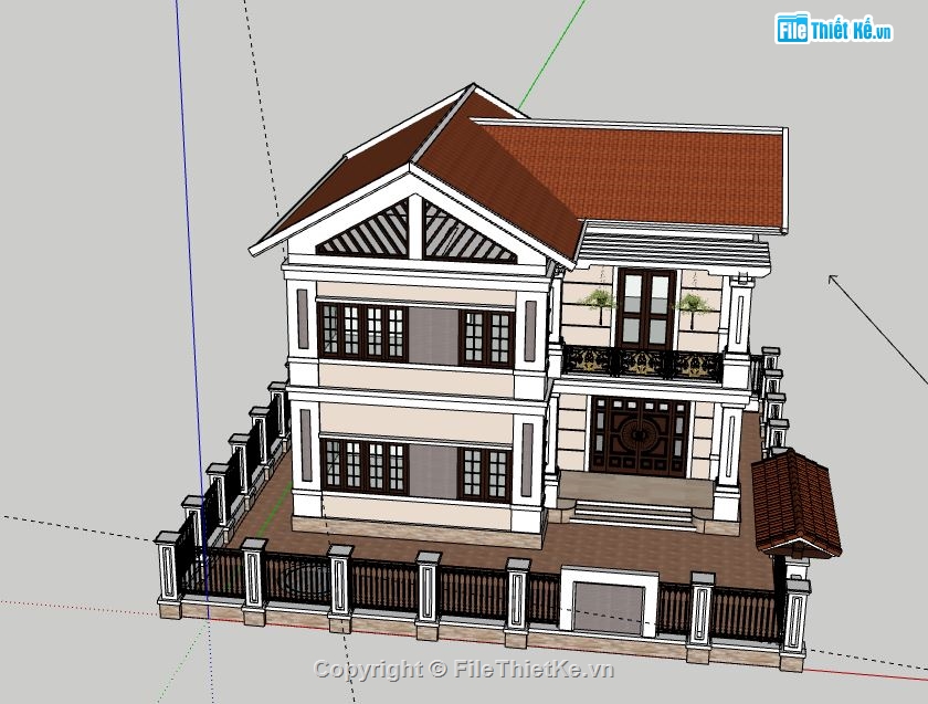 Biệt thự 2 tầng,File sketchup biệt thự 2 tầng,biệt thự 2 tầng model su,biệt thự 2 tầng file su