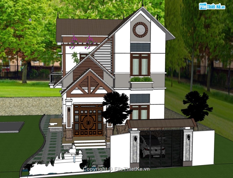 biệt thự 2 tầng,file sketchup biệt thự 2 tầng,model su biệt thự 2 tầng,biệt thự 2 tầng file sketchup,sketchup biệt thự 2 tầng