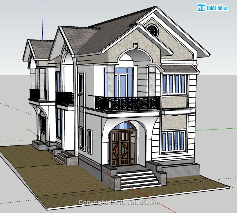 Biệt thự 2 tầng mái thái,model su biệt thự 2 tầng,biệt thự 2 tầng file su,sketchup biệt thự 2 tầng,file su biệt thự 2 tầng