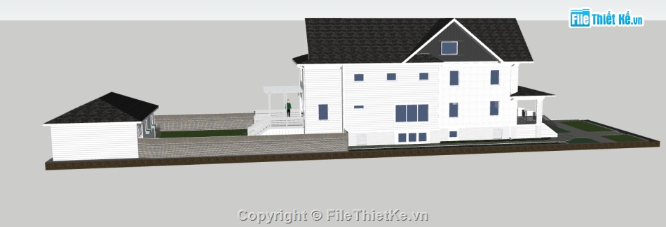 model su biệt thự 2 tầng,sketchup biệt thự 2 tầng mái thái,thiết kế 3d su biệt thự