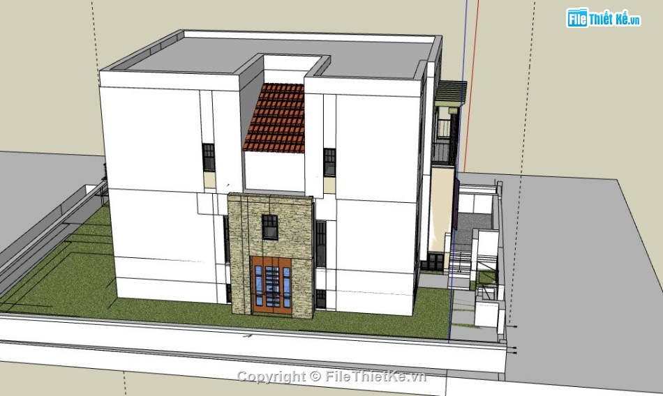 Biệt thự  2 tầng,model su biệt thự 2 tầng,file sketchup biệt thự,sketchup biệt thự 2 tầng