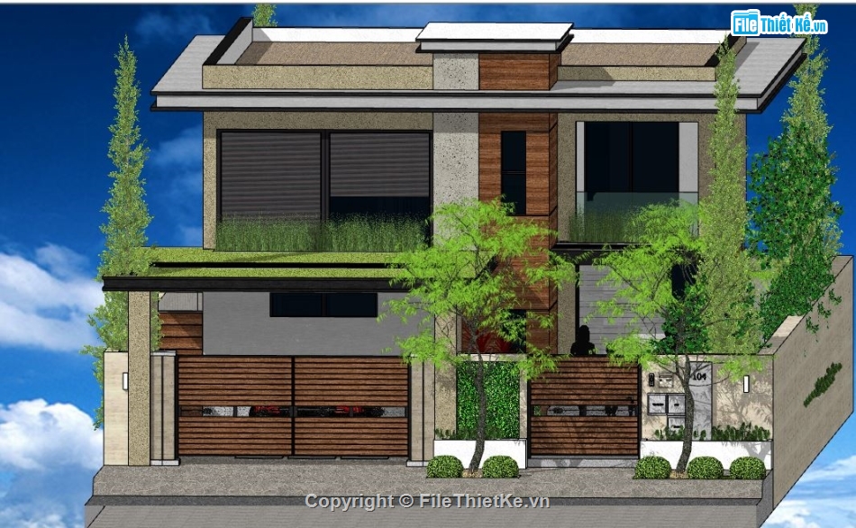 su biệt thự 2 tầng,file sketchup biệt thự 2 tầng,model su biệt thự 2 tầng