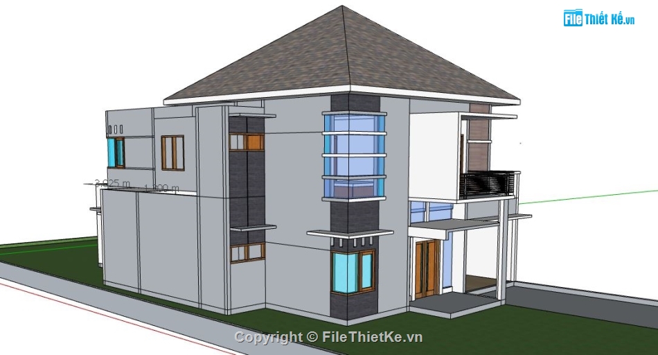 thiết kế biệt thự,file su biệt thự,sketchup biệt thự