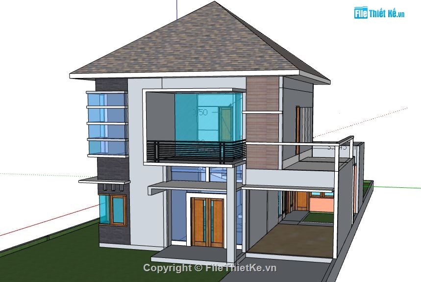 thiết kế biệt thự,file su biệt thự,sketchup biệt thự