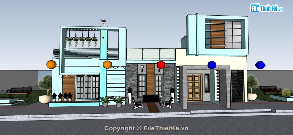 file su biệt thự,model su biệt thự,sketchup biệt thự