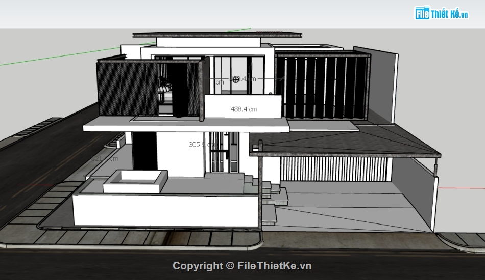 Biệt thự  2 tầng,model su biệt thự,file su biệt thự