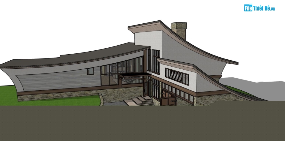 file su biệt thự,file sketchup biệt thự,model su biệt thự 2 tầng