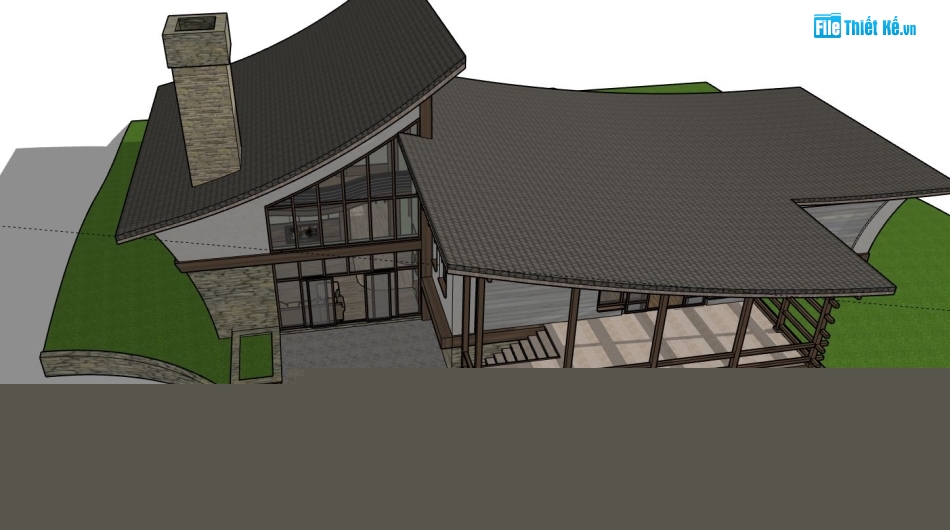 file su biệt thự,file sketchup biệt thự,model su biệt thự 2 tầng