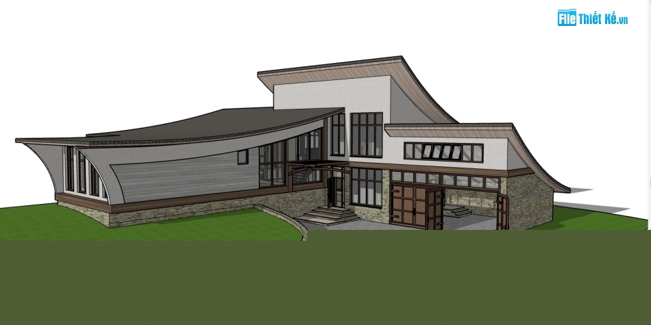 file su biệt thự,file sketchup biệt thự,model su biệt thự 2 tầng