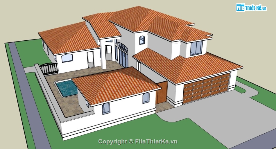 file su biệt thự,sketchup biệt thự,model su biệt thự