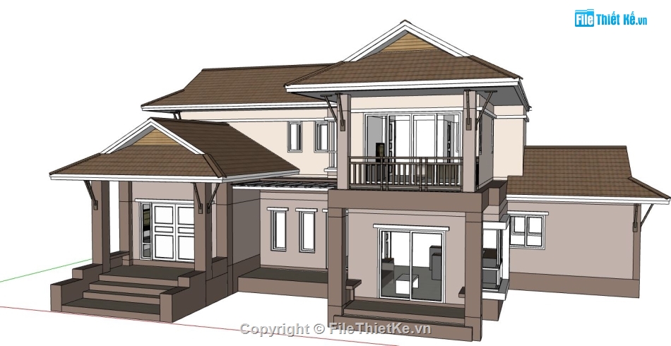 Biệt thự 2 tầng hiện đại,model su biệt thự 2 tầng,sketchup biệt thự 2 tầng