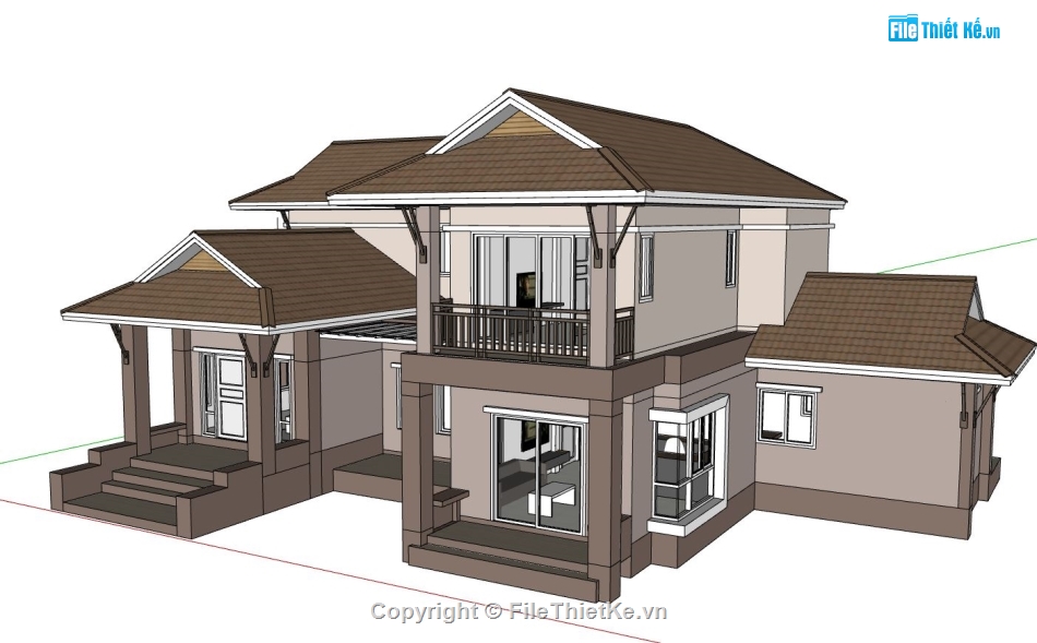 Biệt thự 2 tầng hiện đại,model su biệt thự 2 tầng,sketchup biệt thự 2 tầng