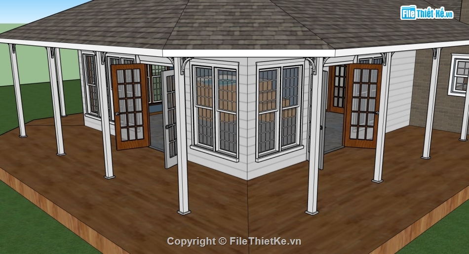 Biệt thự  2 tầng,model su biệt thự 2 tầng,file sketchup biệt thự 2 tầng