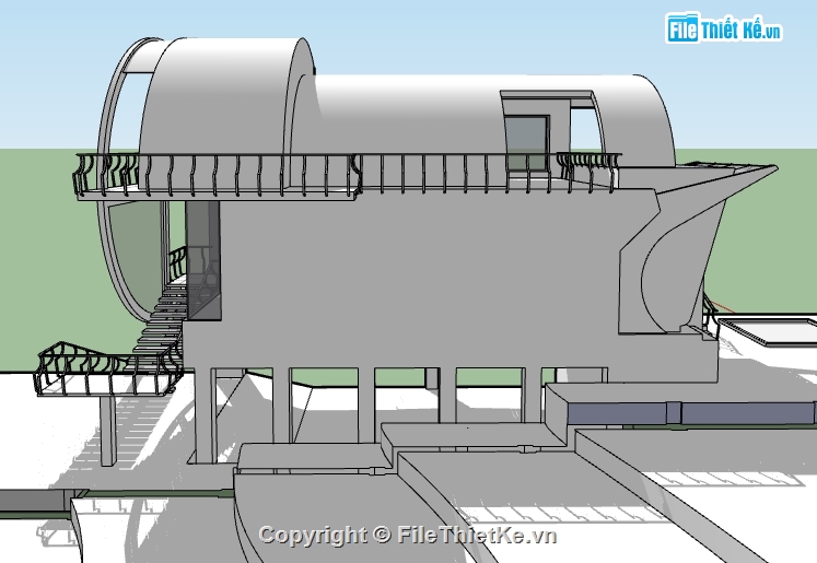 dựng 3d su biệt thự 3 tầng độc đáo,biệt thự dựng model su,file sketchup dựng nhà biệt thự