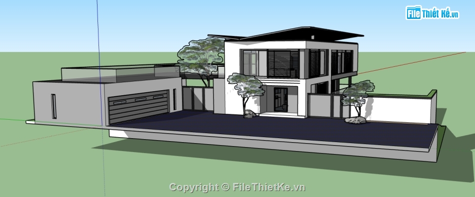 biệt thự hiện đại file su,dựng sketchup biệt thự,3d su nhà biệt thự