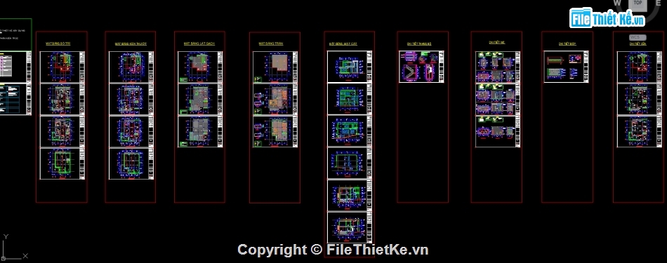 Biệt thự 3 tầng 14.4x15.2m,bản vẽ autocad biệt thự 3 tầng,biệt thự hiện đại file cad,bản vẽ biệt thự 3 tầng