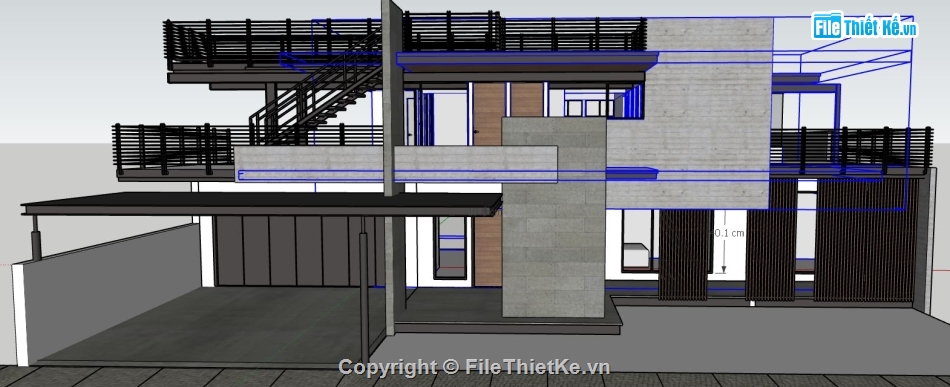 Biệt thự 2 tầng hiện đại,file su biệt thự,file sketchup biệt thự,biệt thự hiện đại