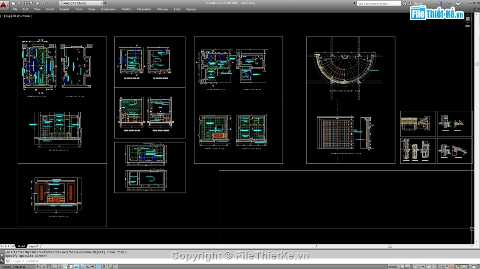 Biệt thự,File cad biệt thự 2 tầng,cad biệt thự 2 tầng
