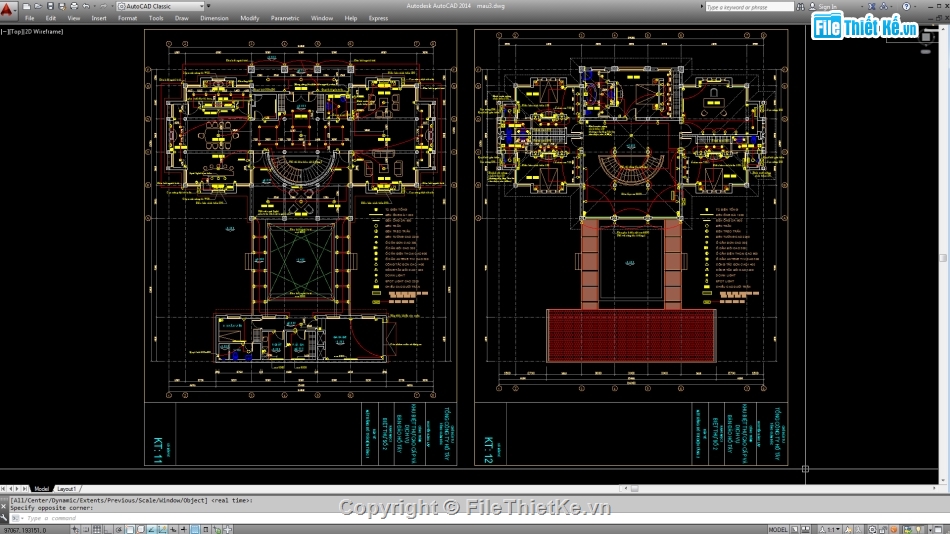 Biệt thự,File cad biệt thự 2 tầng,cad biệt thự 2 tầng