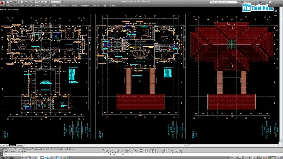 Biệt thự,File cad biệt thự 2 tầng,cad biệt thự 2 tầng