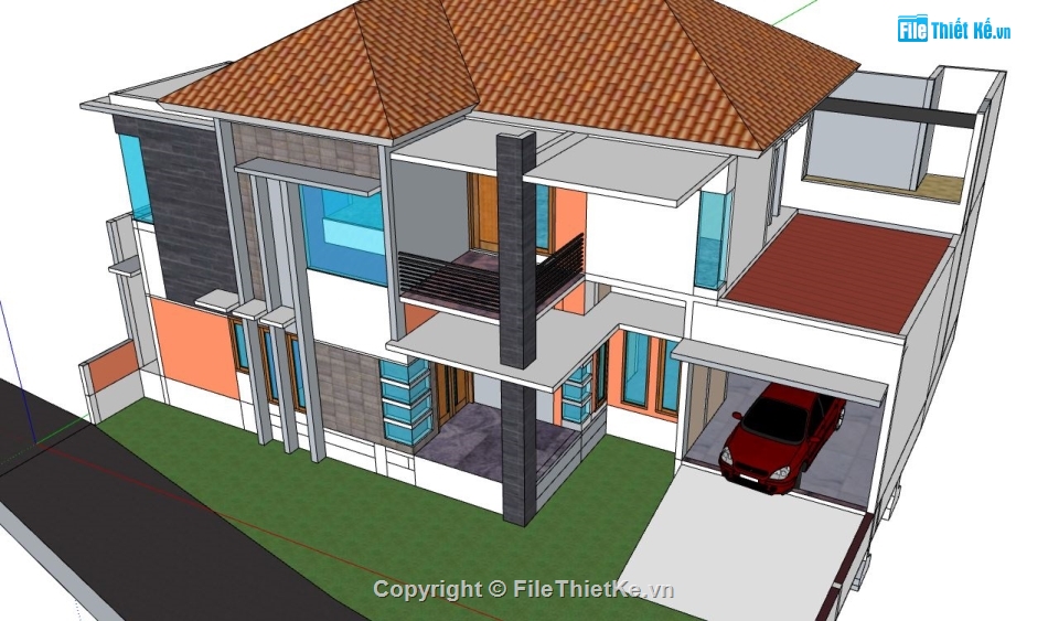 model su biệt thự,file sketchup biệt thự,file su biệt thự