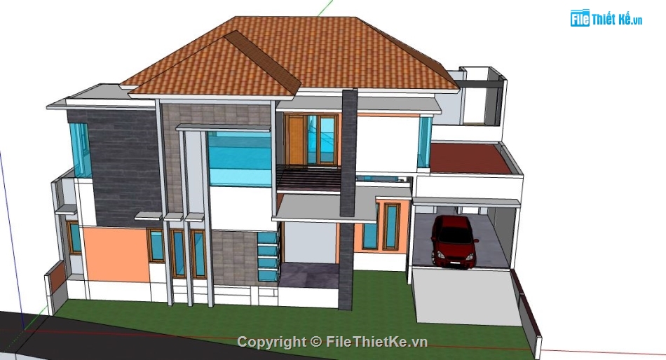 model su biệt thự,file sketchup biệt thự,file su biệt thự