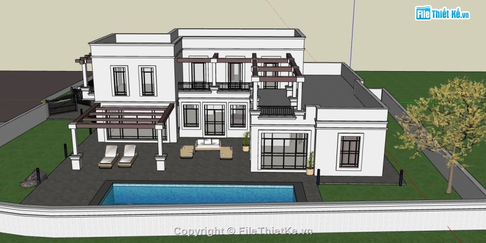 file su biệt thự,sketchup biệt thự,model su biệt thự