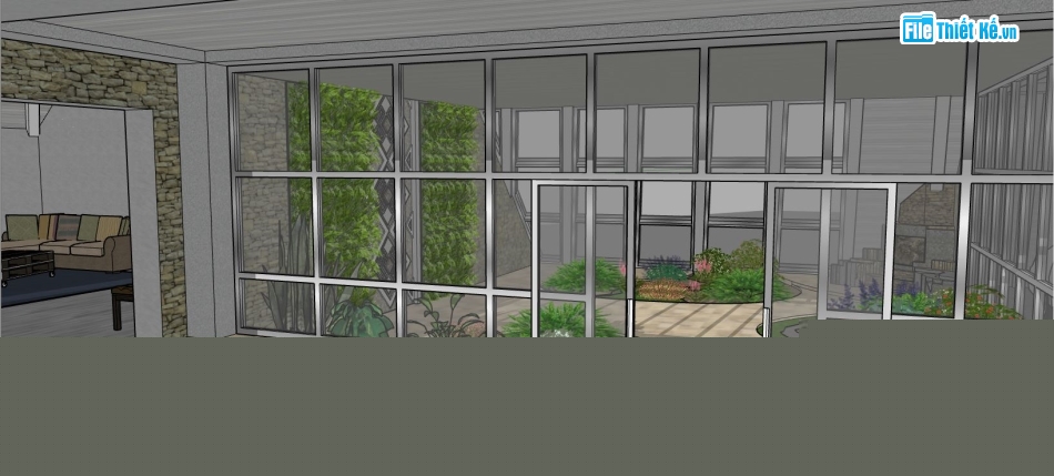 file su biệt thự,sketchup biệt thự,su biệt thự 2 tầng