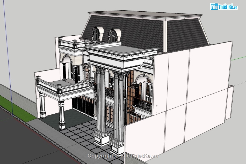 Biệt thự 2 tầng,model su biệt thự 2 tầng,biệt thự 2 tầng sketchup,file sketchup biệt thự 2 tầng,biệt thự 2 tầng model su