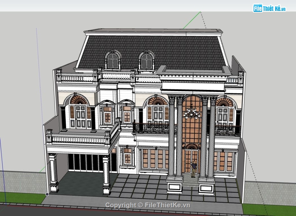 Biệt thự 2 tầng,model su biệt thự 2 tầng,biệt thự 2 tầng sketchup,file sketchup biệt thự 2 tầng,biệt thự 2 tầng model su