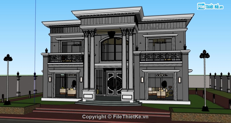 file su biệt thự,model su biệt thự,sketchup biệt thự