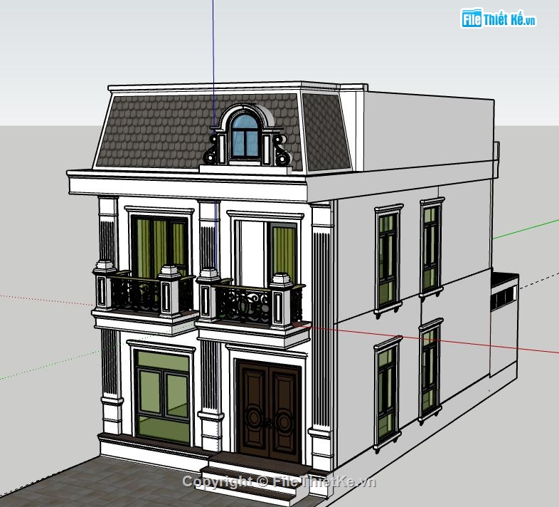 Biệt thự 2 tầng tân cổ điển,Biệt thự 2 tầng cổ điển,file sketchup biệt thự 2 tầng,biệt thự 2 tầng file sketchup,file su biệt thự 2 tầng