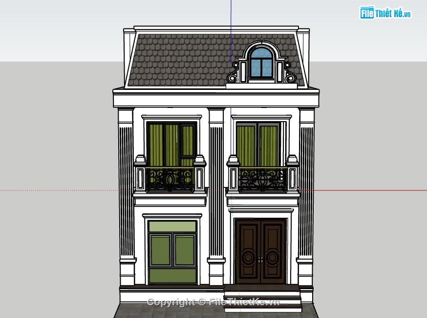 Biệt thự 2 tầng tân cổ điển,Biệt thự 2 tầng cổ điển,file sketchup biệt thự 2 tầng,biệt thự 2 tầng file sketchup,file su biệt thự 2 tầng