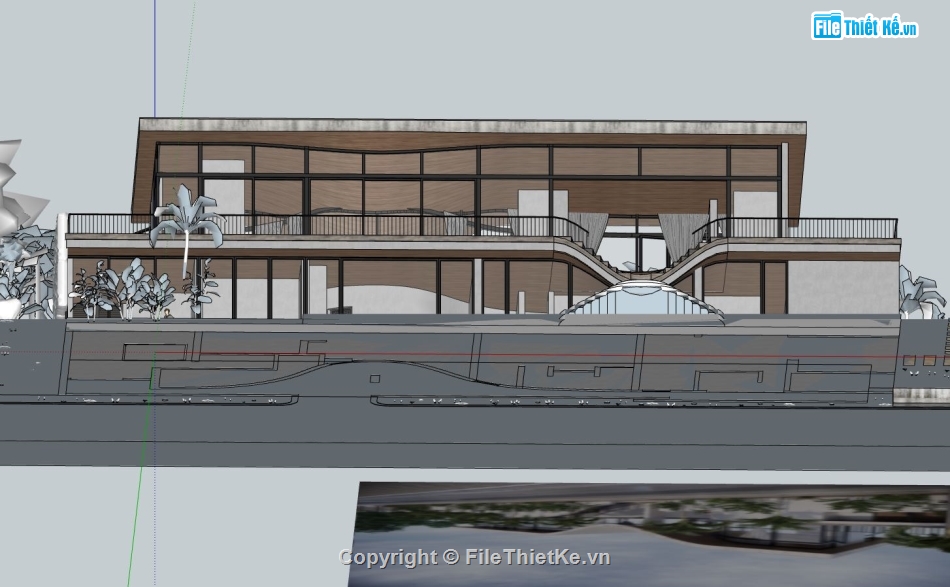 Biệt thự  2 tầng,thiết kế biệt thự 2 tầng,sketchup biệt thự 2 tầng