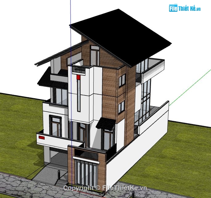 Biệt thự 3 tầng,model su biệt thự 3 tầng,biệt thự 3 tầng file su,file sketchup biệt thự 3 tầng