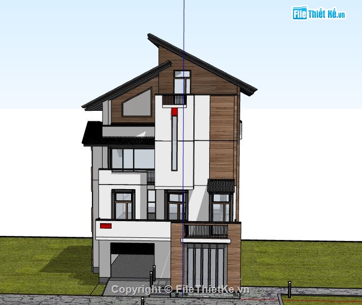 Biệt thự 3 tầng,model su biệt thự 3 tầng,biệt thự 3 tầng file su,file sketchup biệt thự 3 tầng