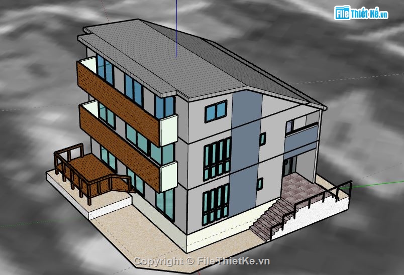 Biệt thự 3 tầng,model su biệt thự 3 tầng,biệt thự 3 tầng file su,sketchup biệt thự 3 tâng