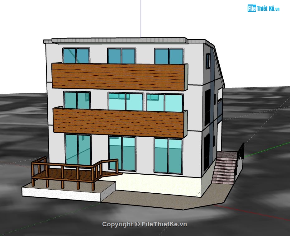 Biệt thự 3 tầng,model su biệt thự 3 tầng,biệt thự 3 tầng file su,sketchup biệt thự 3 tâng