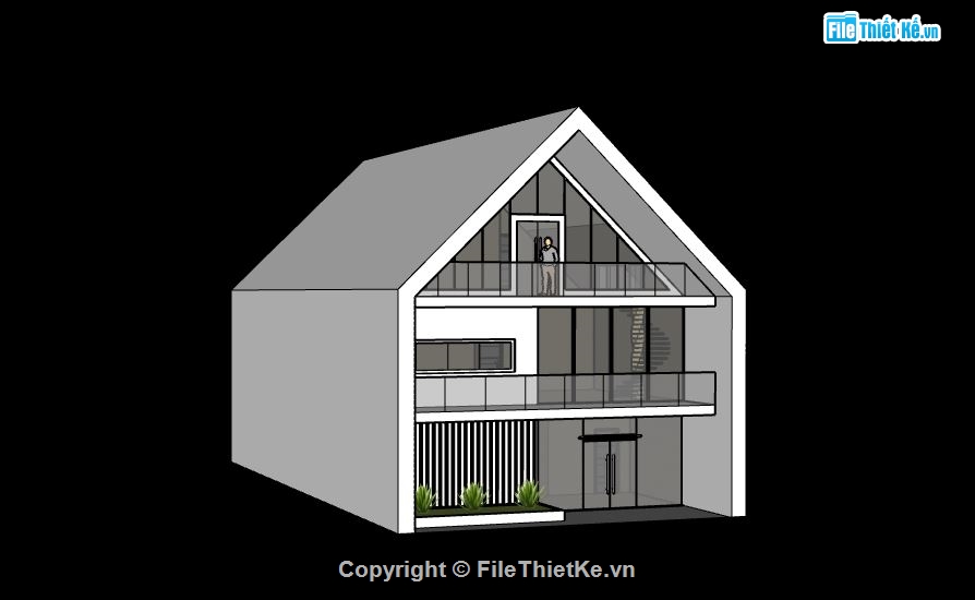 Biệt thự 3 tầng,model su biệt thự 3 tầng,file sketchup biệt thự 3 tầng